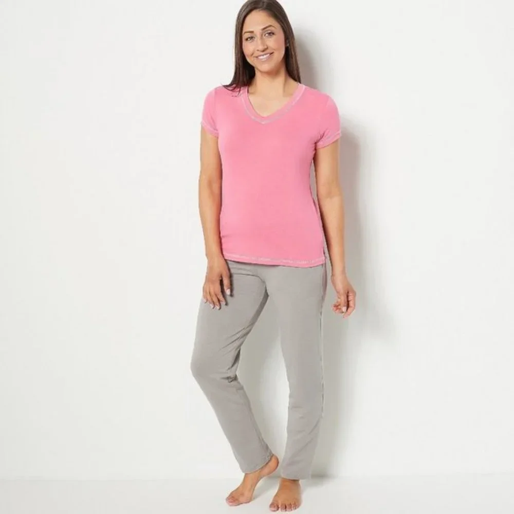 Hanes Set of 2 X Temp V Neck Tee with Contrast Stitching NWT